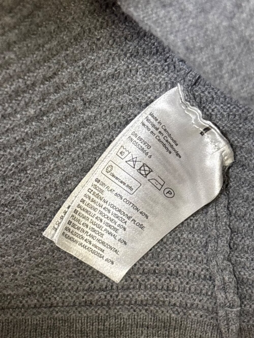 H&M Basic Open Front Cardigan Size M/L Ribbed Grey Cotton Blend - Picture 4 of 4